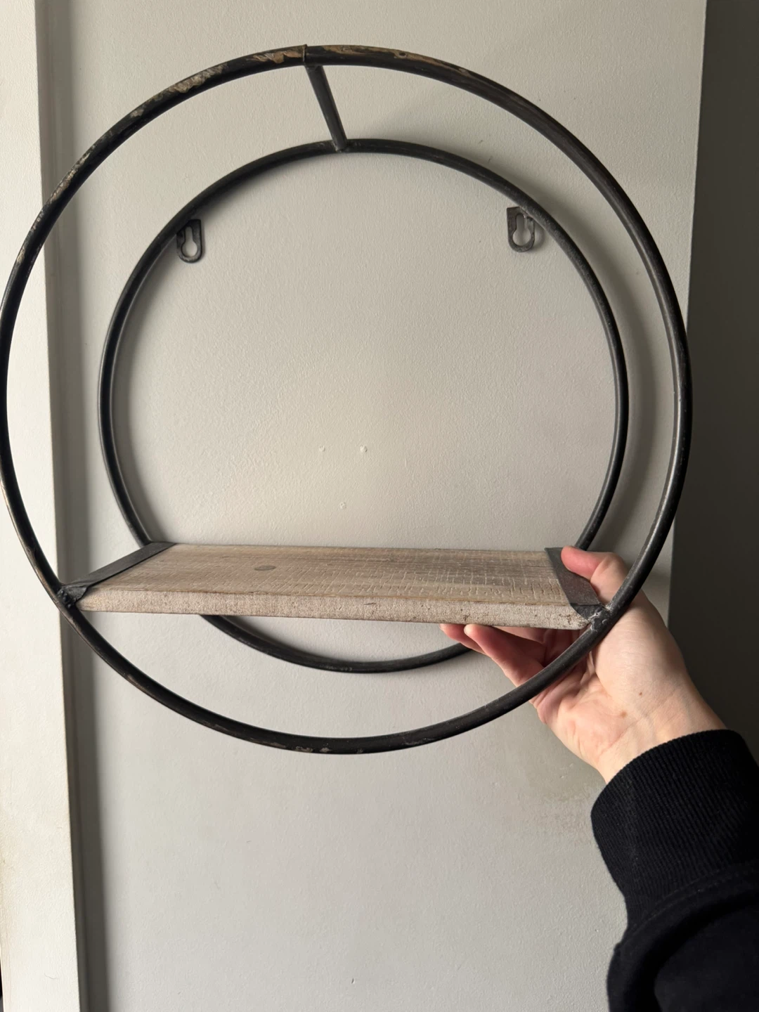 Round Wall Shelf with Wood Accent - photo 2