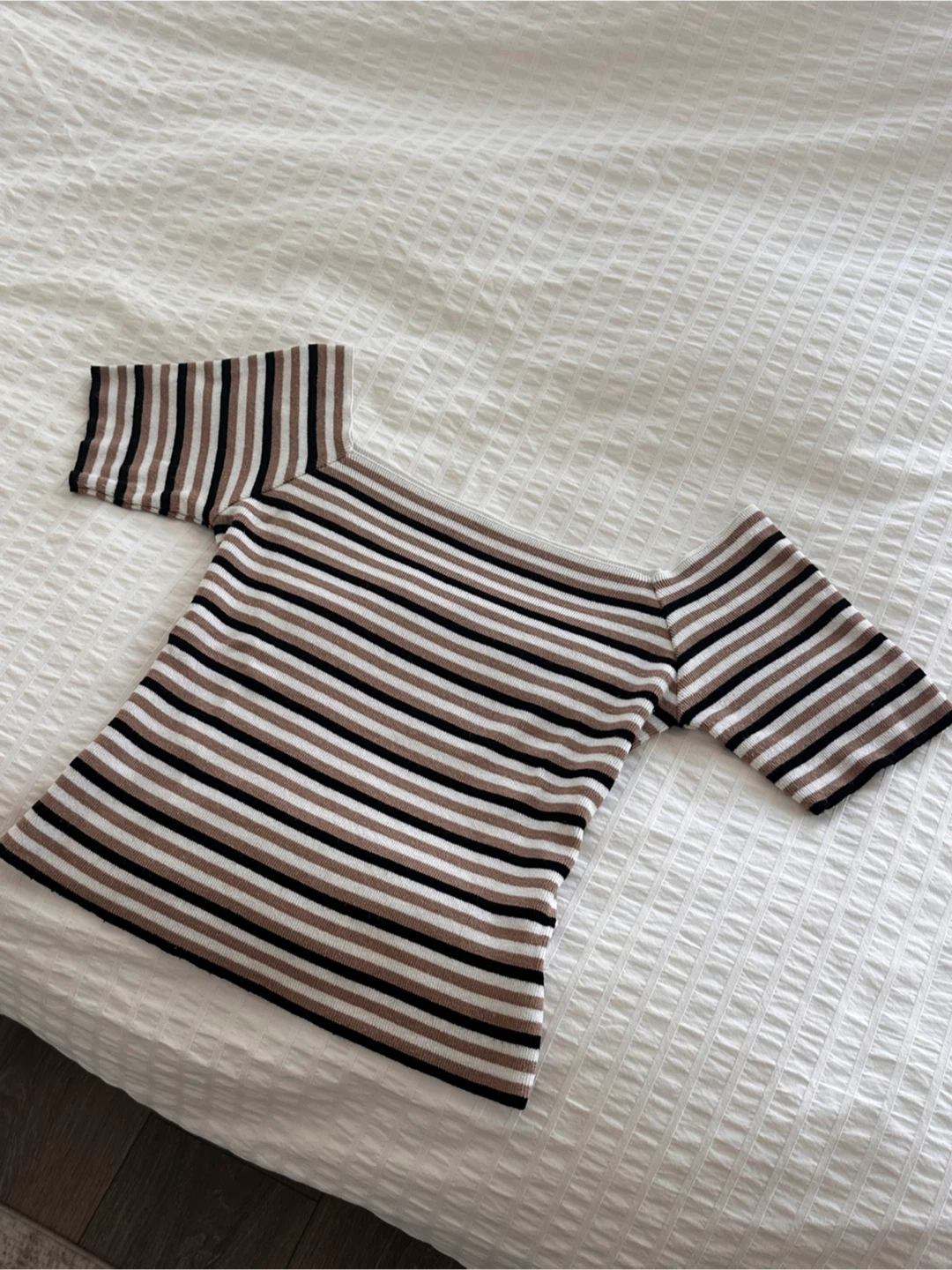 Striped Off-Shoulder Knit Top