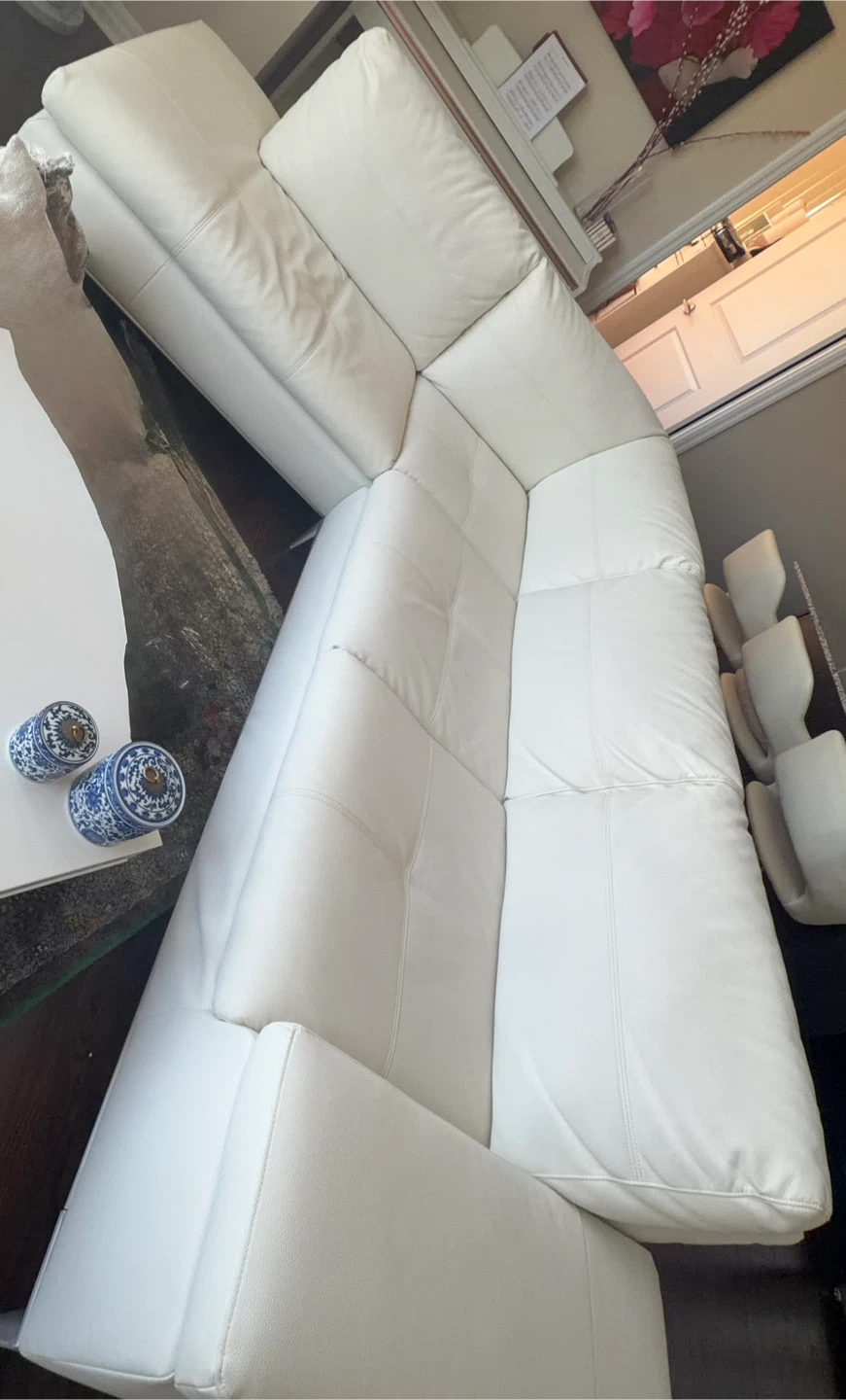 White Leather Sectional Sofa