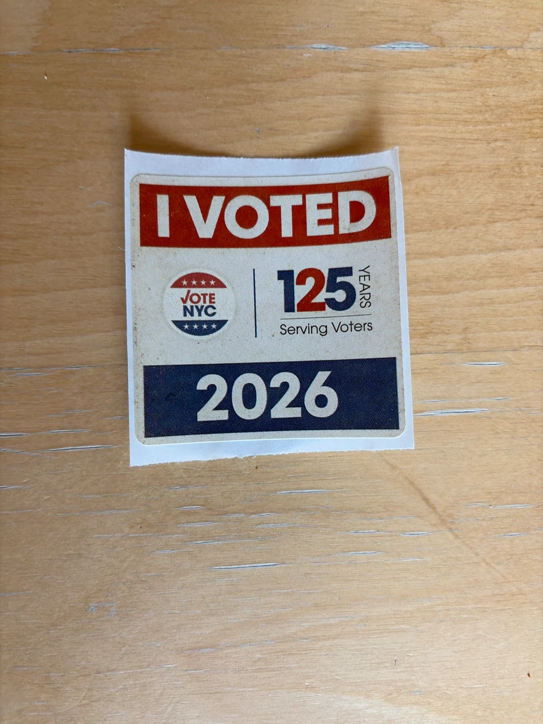 NYC I Voted 125 Years Commemorative Sticker 2026