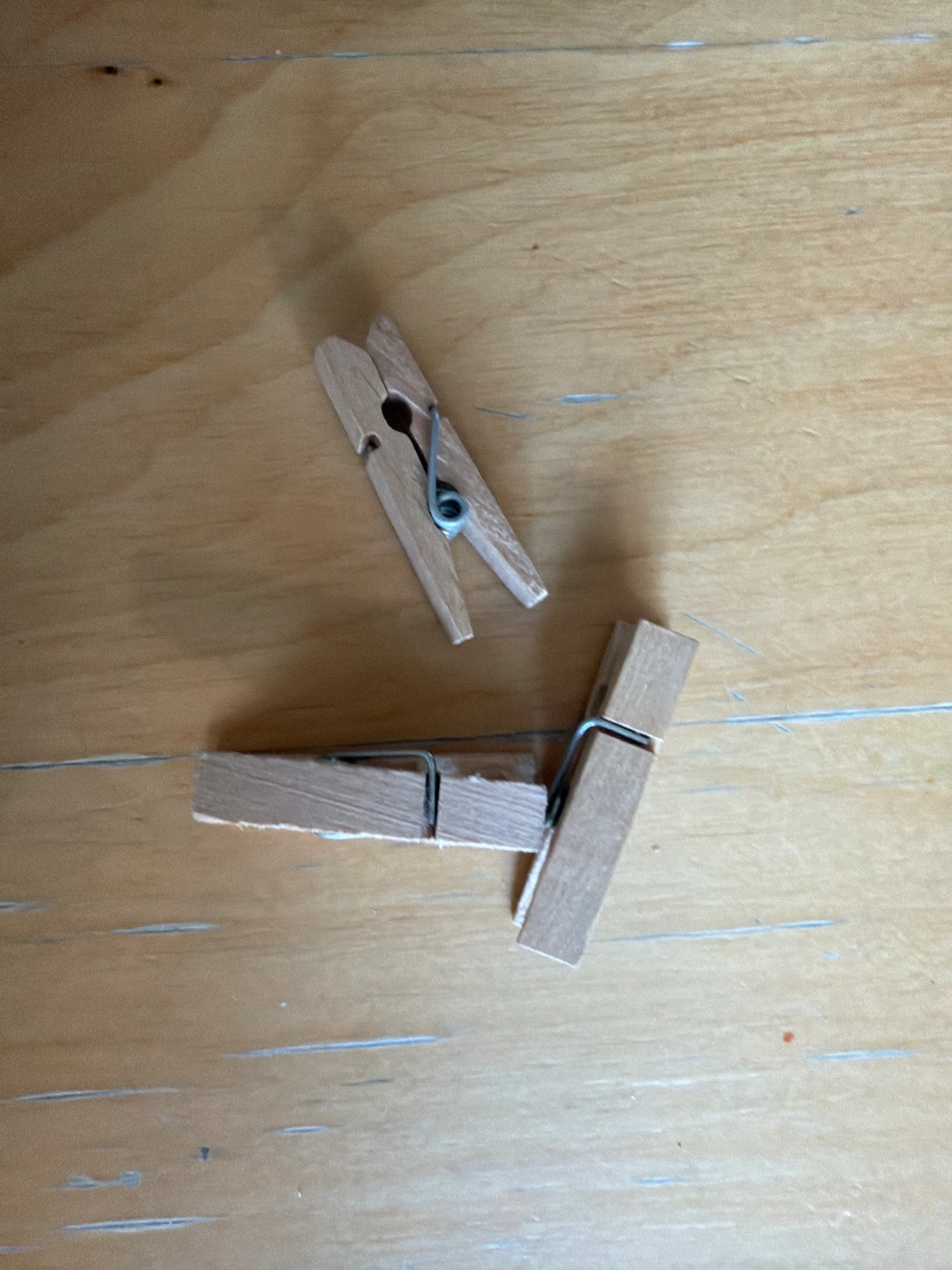 Three Wooden Clothespins