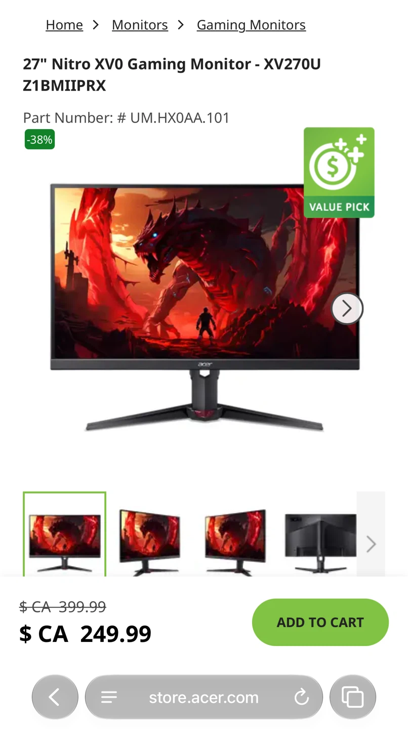 Acer Nitro XV270U 27-inch Gaming Monitor - photo 2