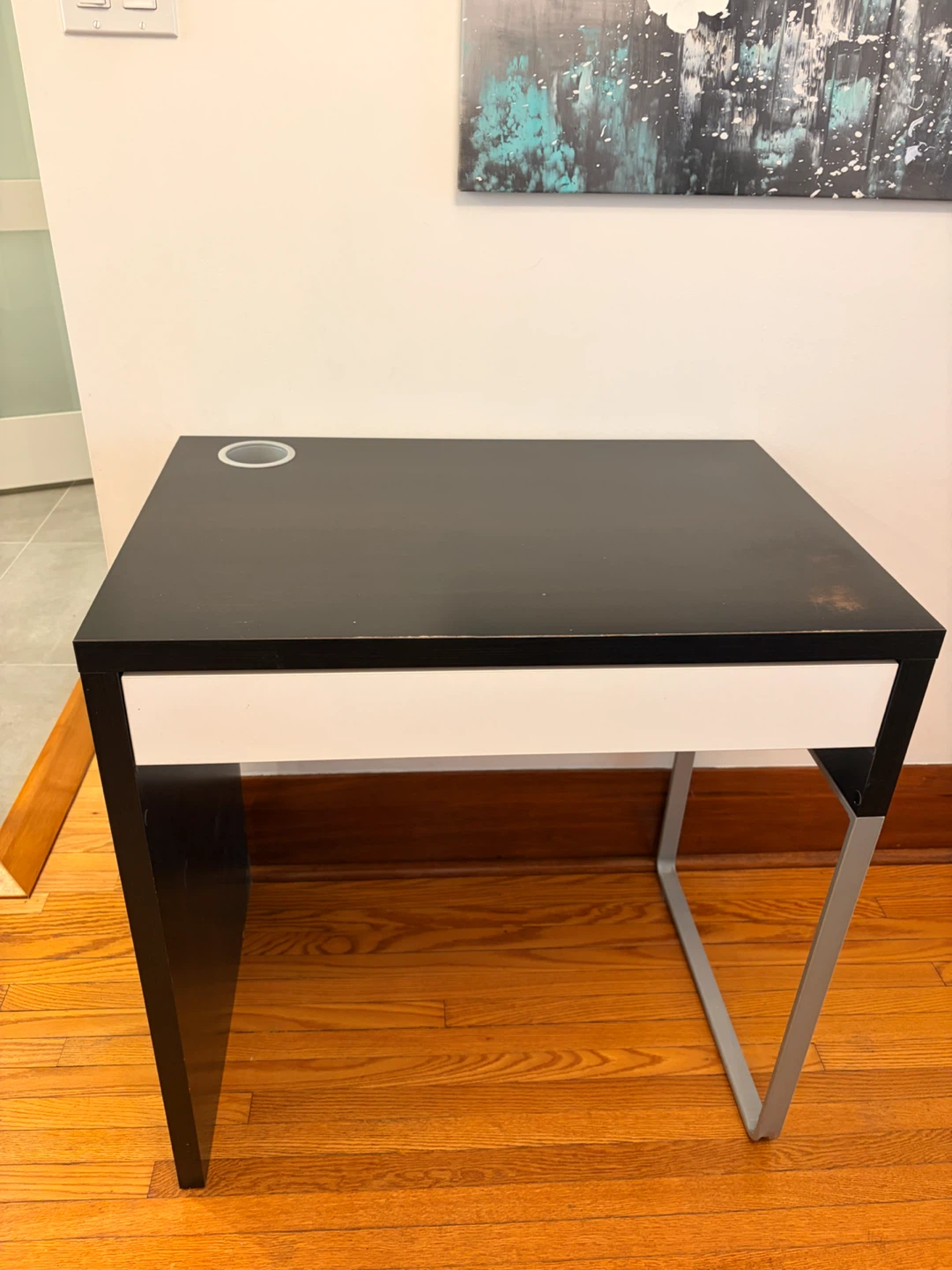 Brown and white desk with drawer (Micke desk IKEA)