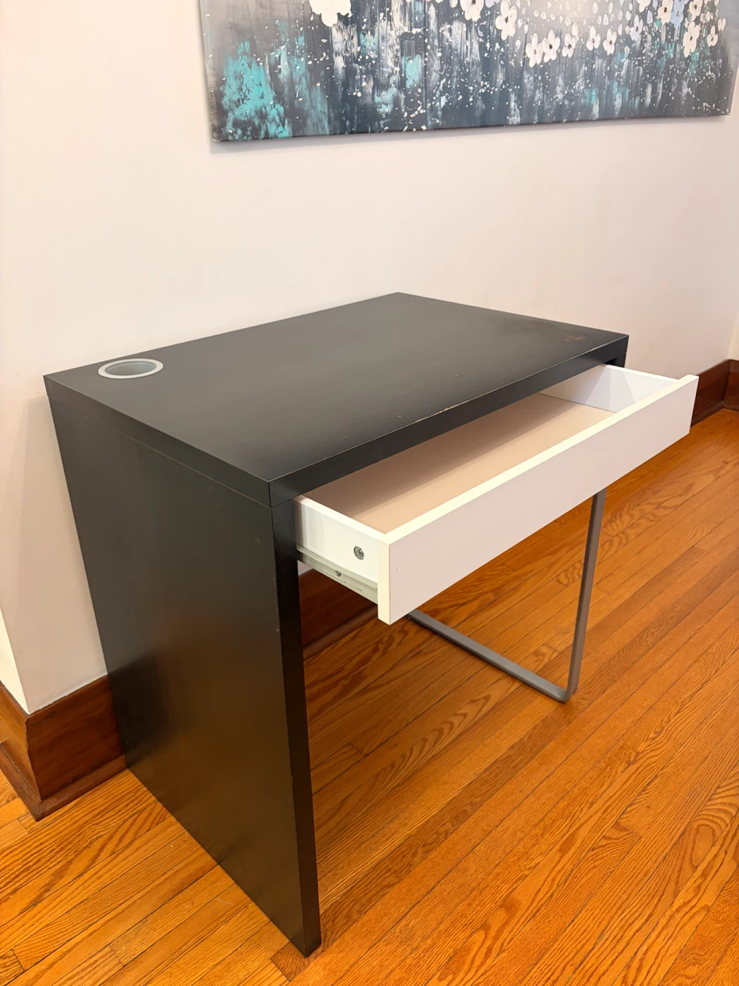 Brown and white desk with drawer (Micke desk IKEA) - photo 5