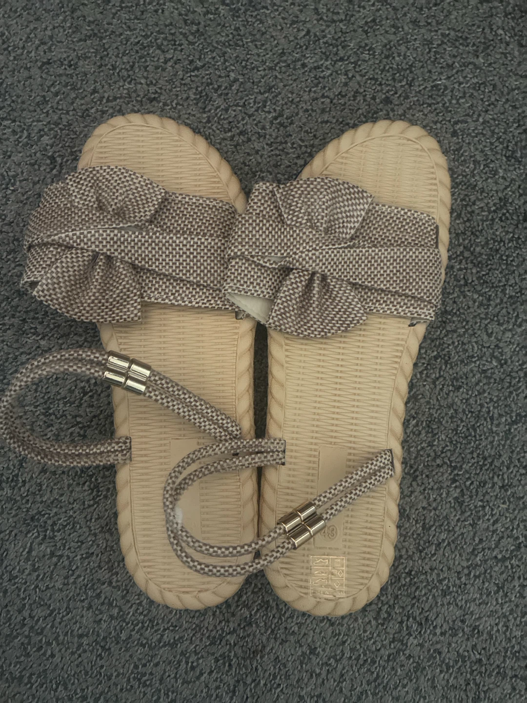 Bow Detail Ankle Strap Sandals Beige - photo 5