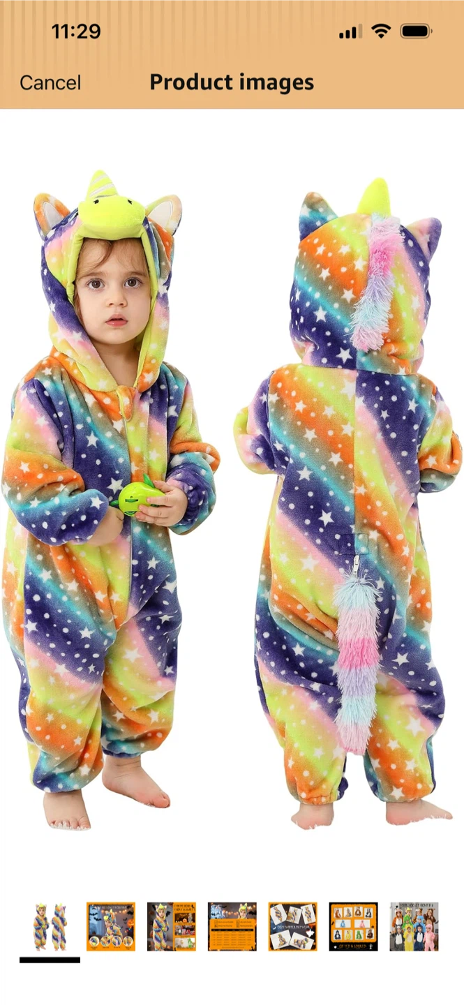 New-Michley Unicorn Rainbow Fleece Onesie