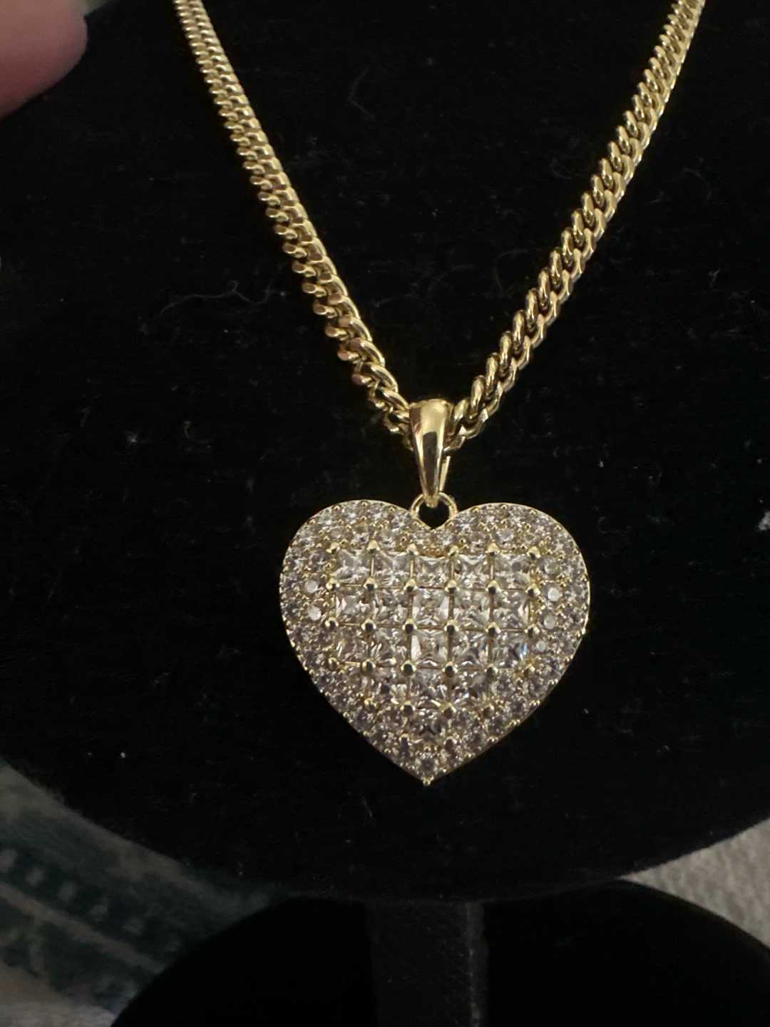 14kGold Tone laminated Heart Pendant Necklace with Toggle Clasp - photo 3