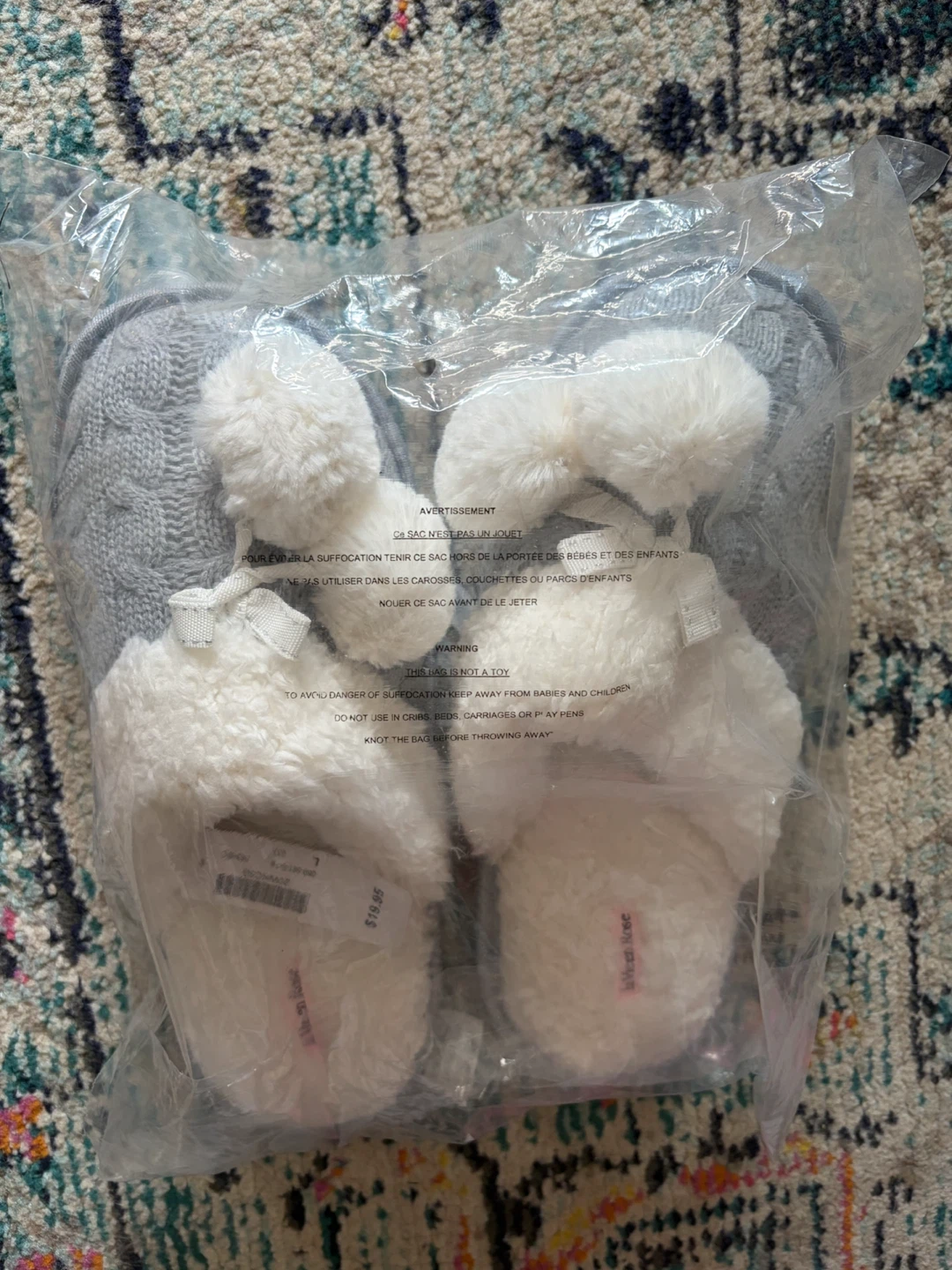 La Vie en Rose Grey Pom Pom Slippers Size L - photo 2