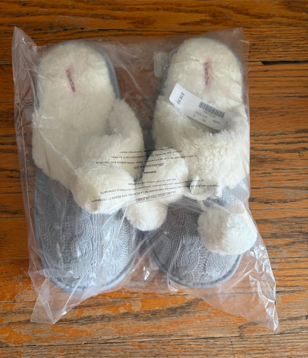 La Vie en Rose Grey Pom Pom Slippers Size L - photo 3