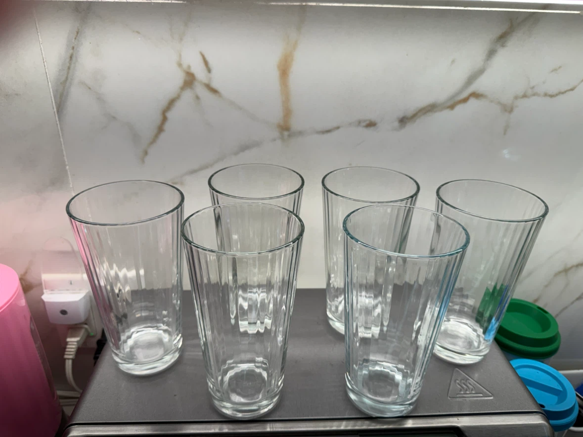 Set of 5 Ribbed Glass Tumblers