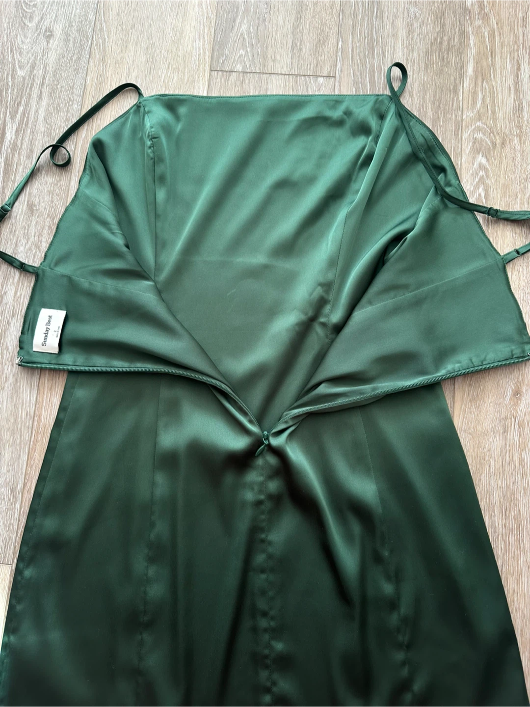 ARITZIA Sunday Best Green Satin Mini Dress - photo 4