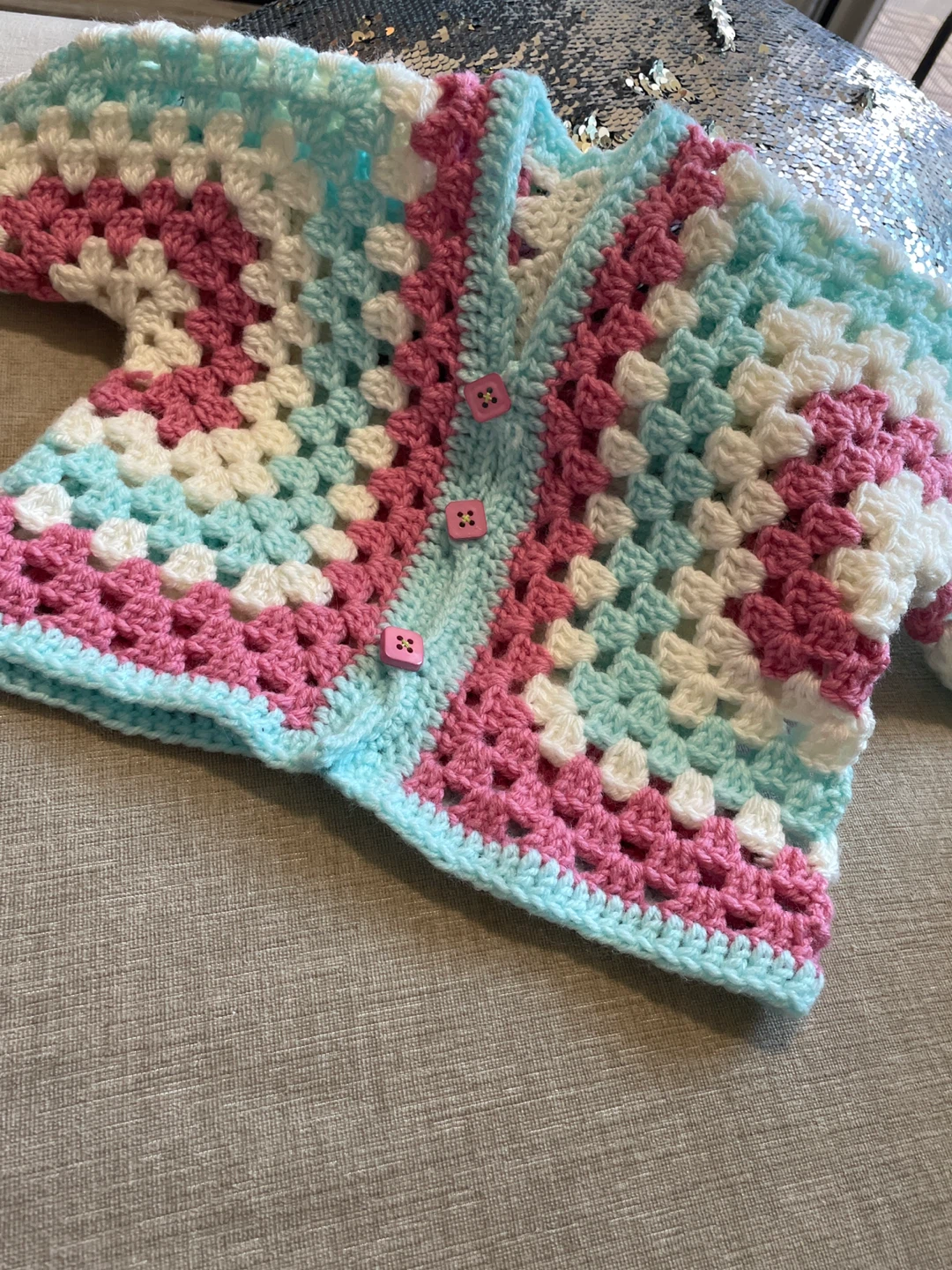 Hand-Crocheted Kids Cardigan