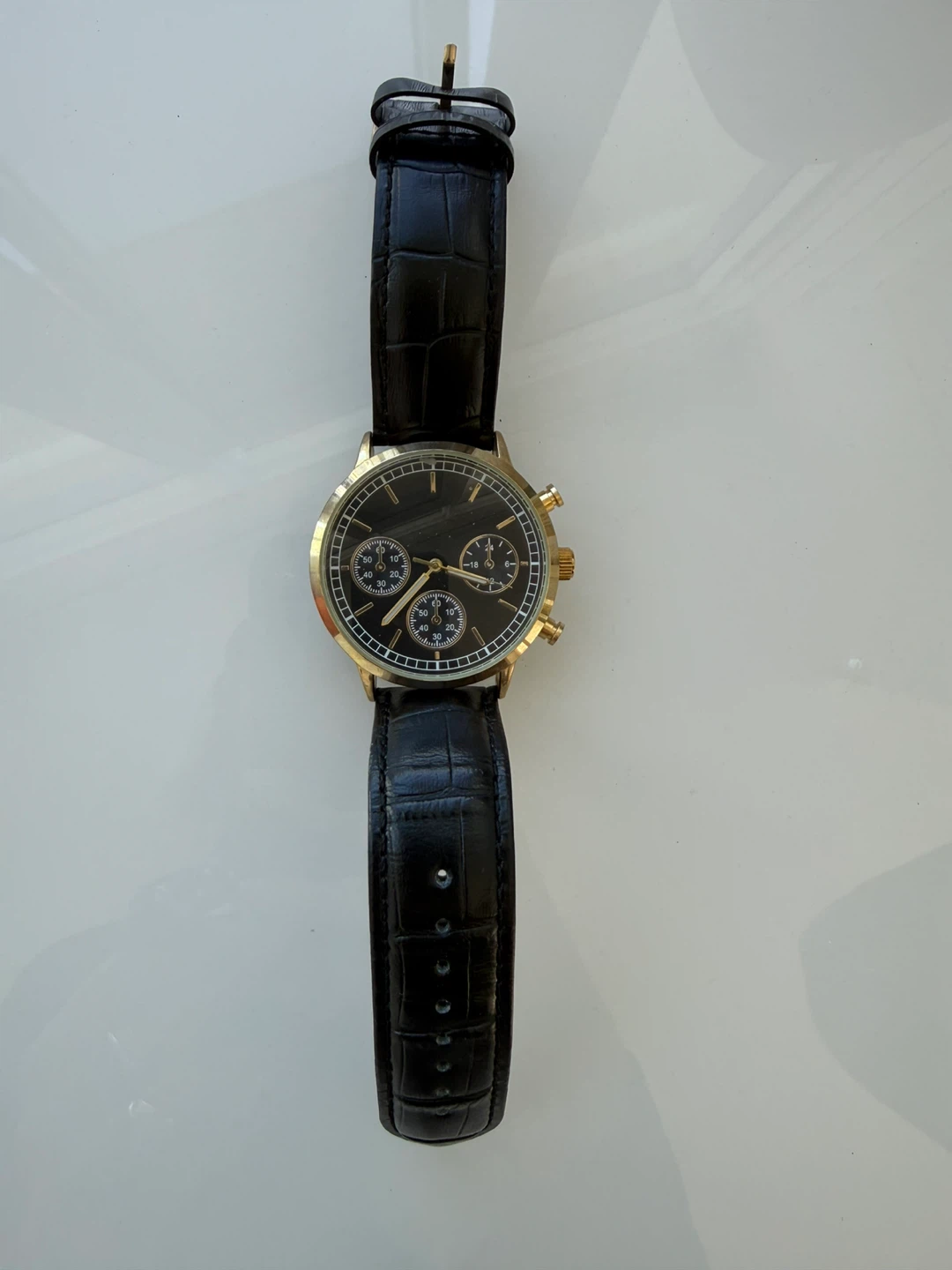 ALDO S-2161 Gold Tone Watch with Black Strap