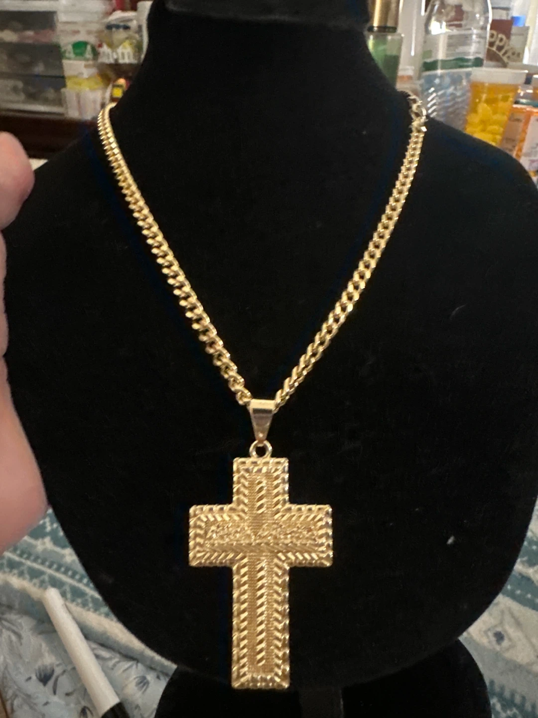14k Gold Tone laminated Cross Necklace