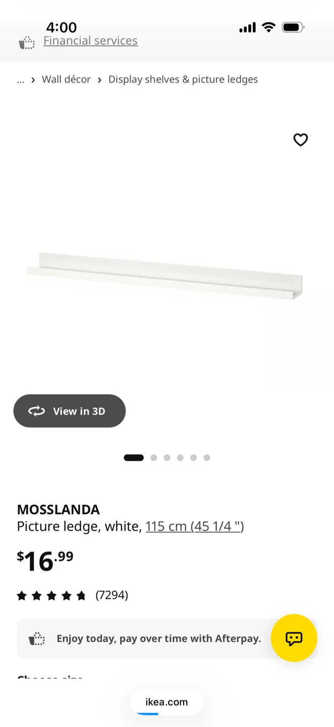 IKEA MOSSLANDA white picture ledge