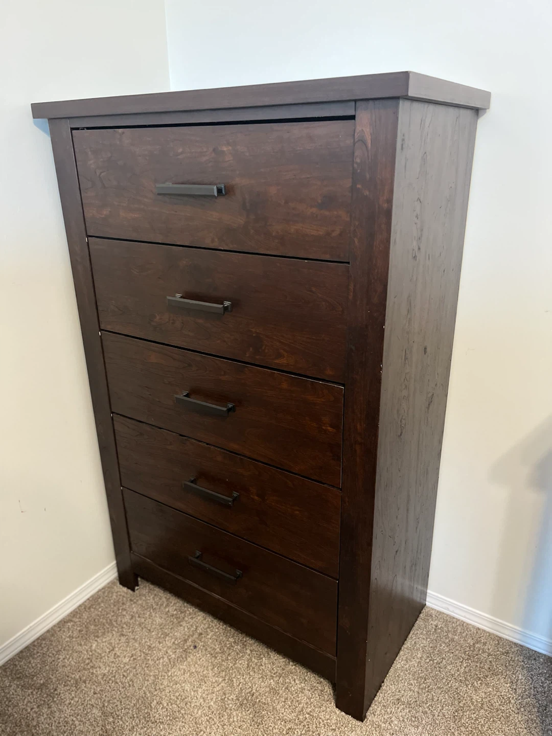 Dark Brown 5-Drawer Wooden Dresser - photo 2