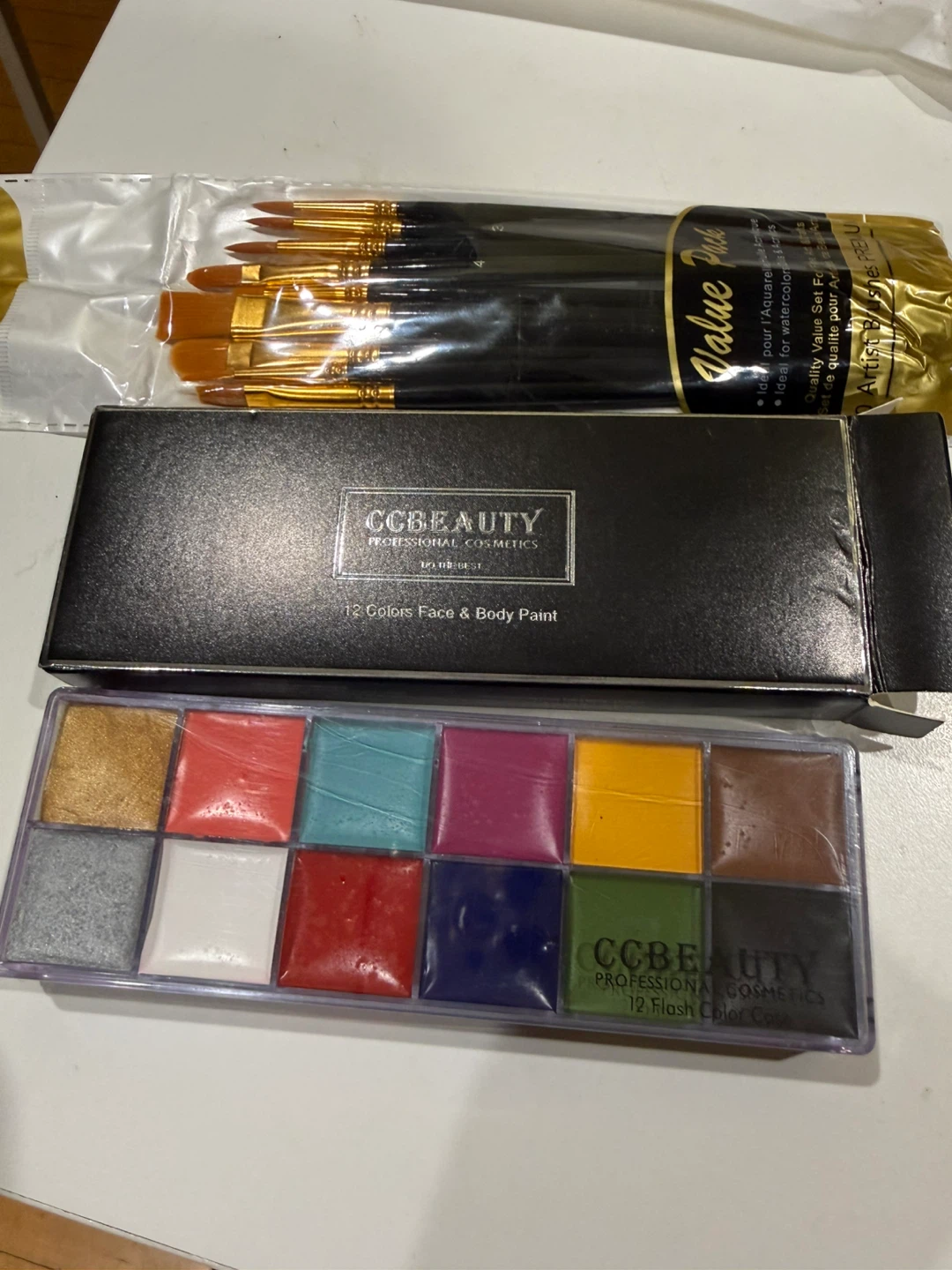CCBEAUTY 12 Colors Face & Body Paint with Brushes - photo 2