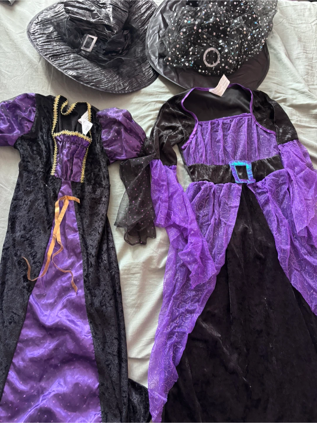 Two Girls Witch Costumes with Hats