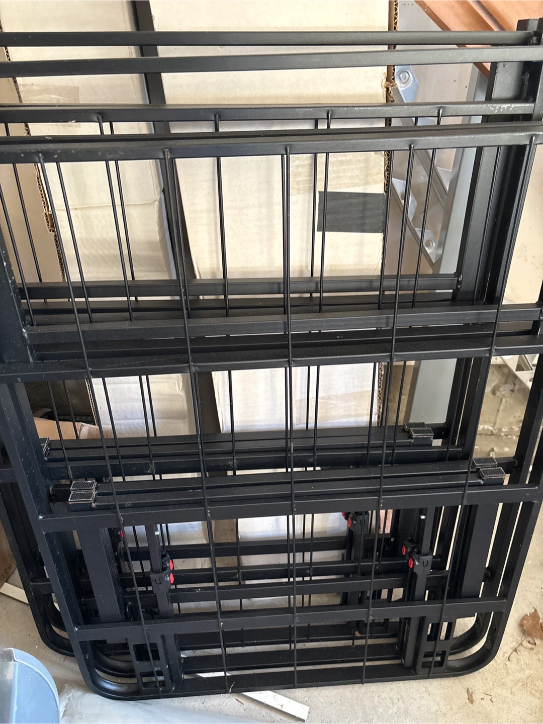 Metal bed frame and new headboard gray $50