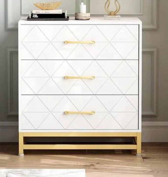 White and Gold 3-Drawer Chest - photo 2