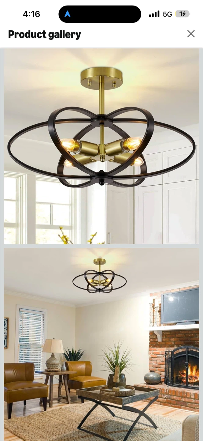 Modern Metal Semi-Flush Mount Ceiling Light