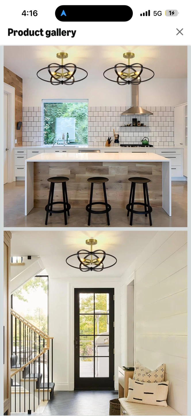Modern Metal Semi-Flush Mount Ceiling Light - photo 3
