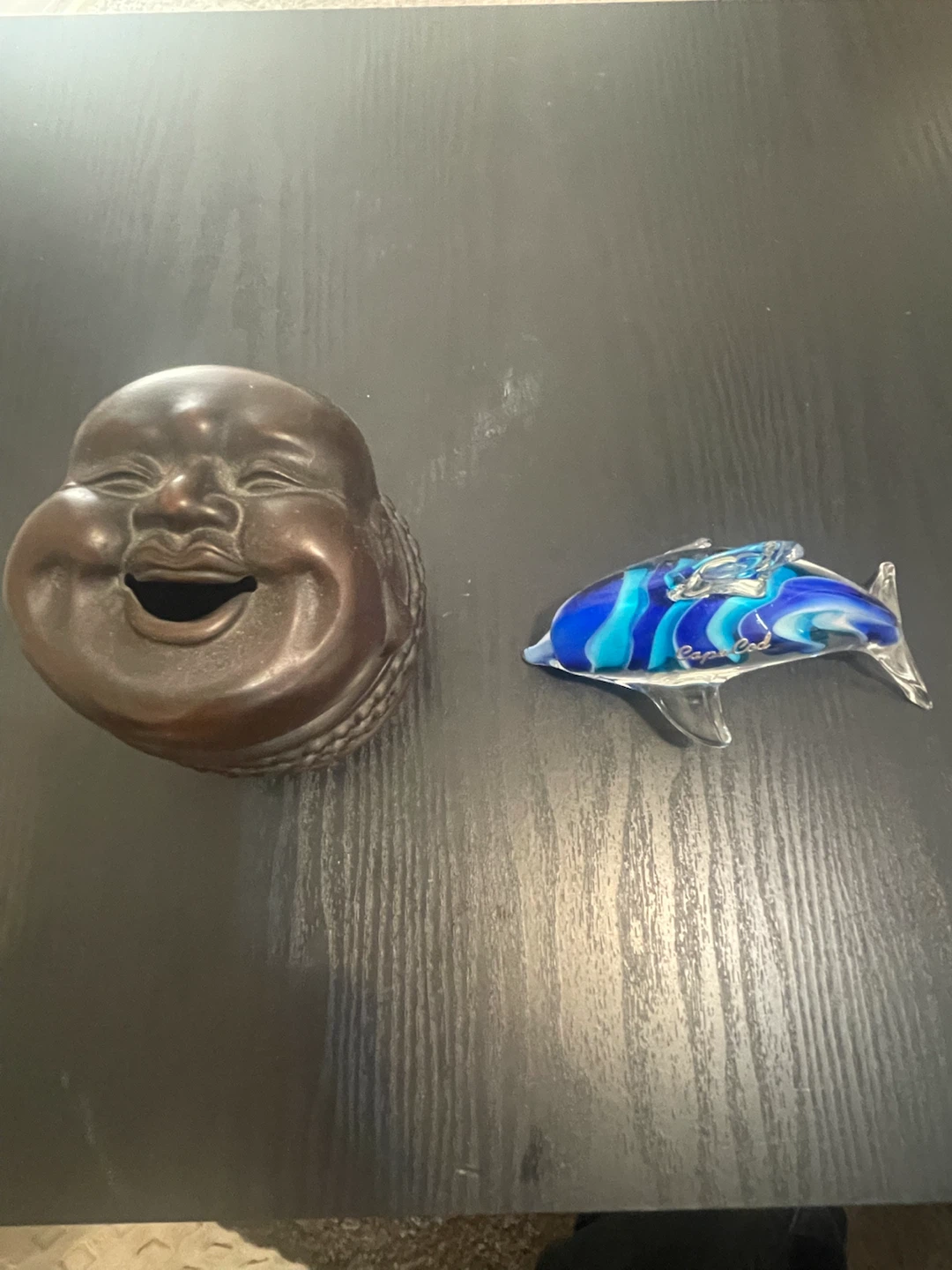 Laughing Buddha Head and Cape Cod Glass Dolphin