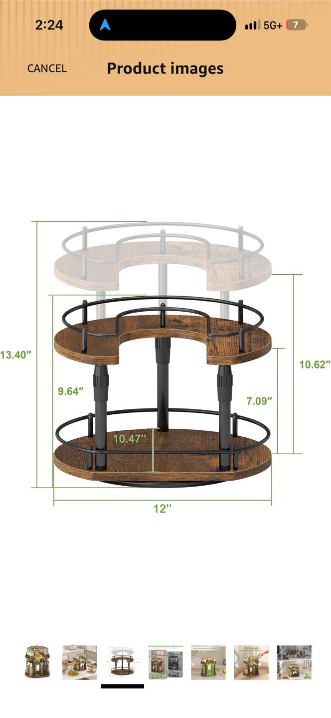 ACROSS-STAR 2-Tier Rotating Spice Rack - photo 2