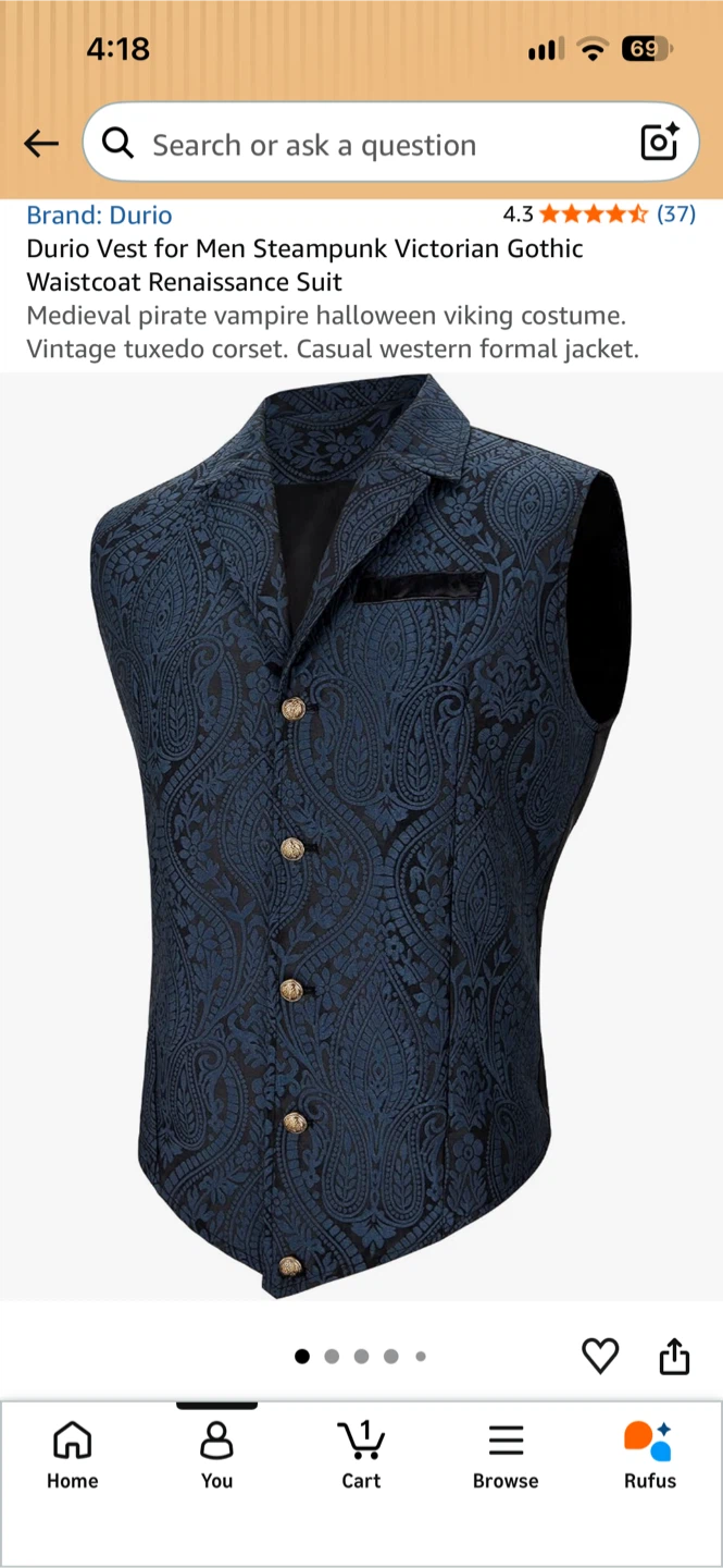 Durio Men's Steampunk Gothic Waistcoat