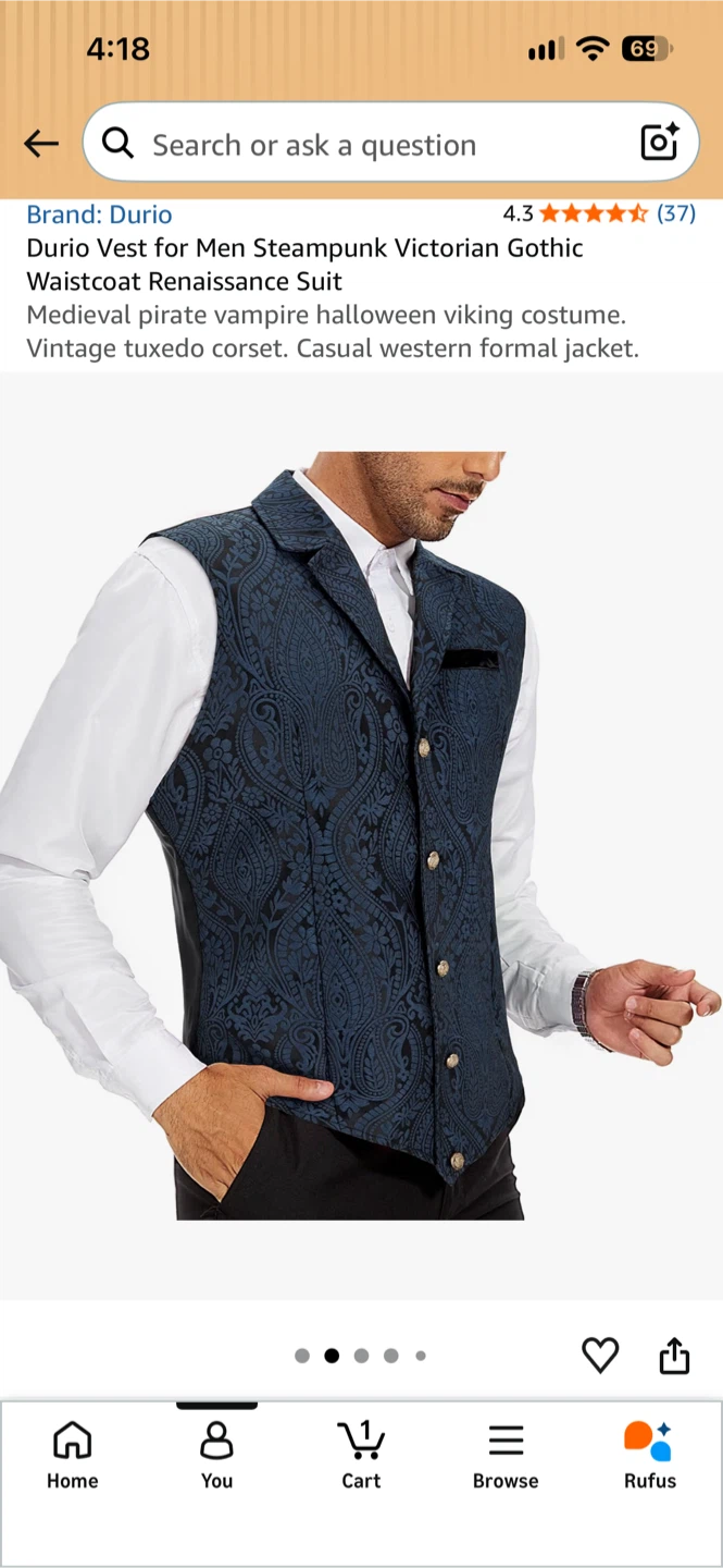 Durio Men's Steampunk Gothic Waistcoat - photo 5