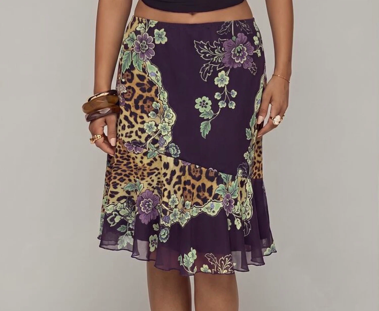 Printed midi skirt