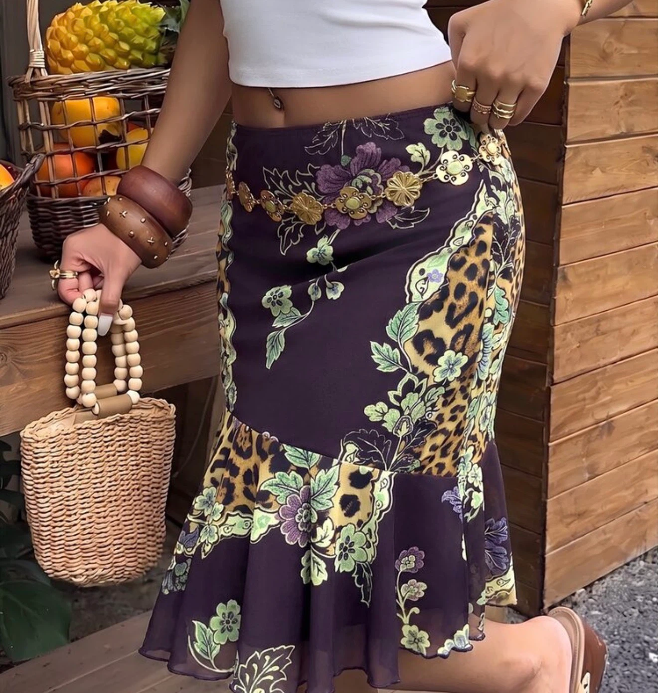 Printed midi skirt - photo 3