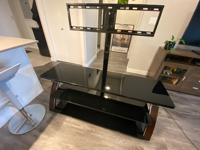 Glass TV Stand with Integrated Mount