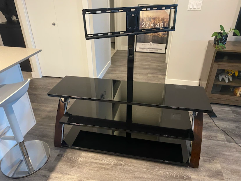 Glass TV Stand with Integrated Mount - photo 2
