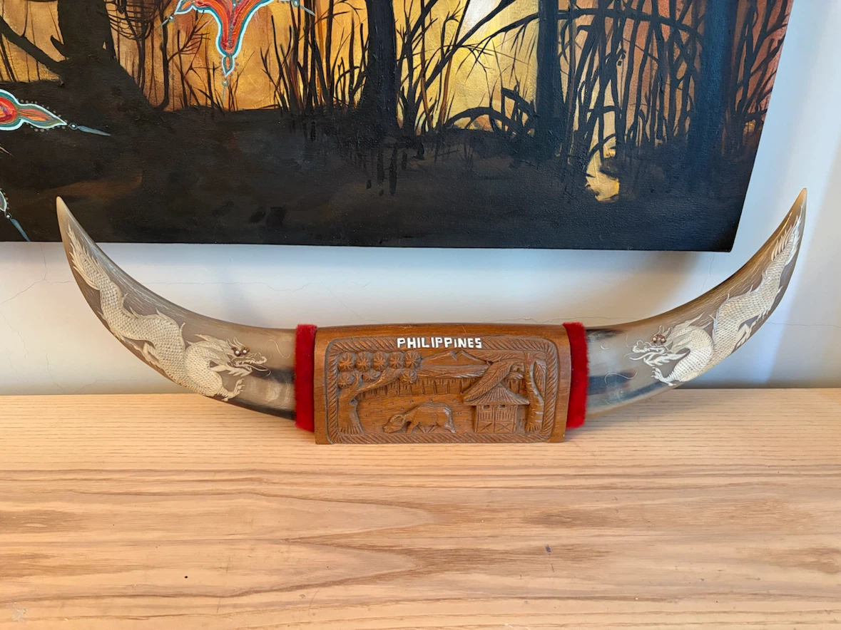 Vintage Philippines Carved Horn Decor