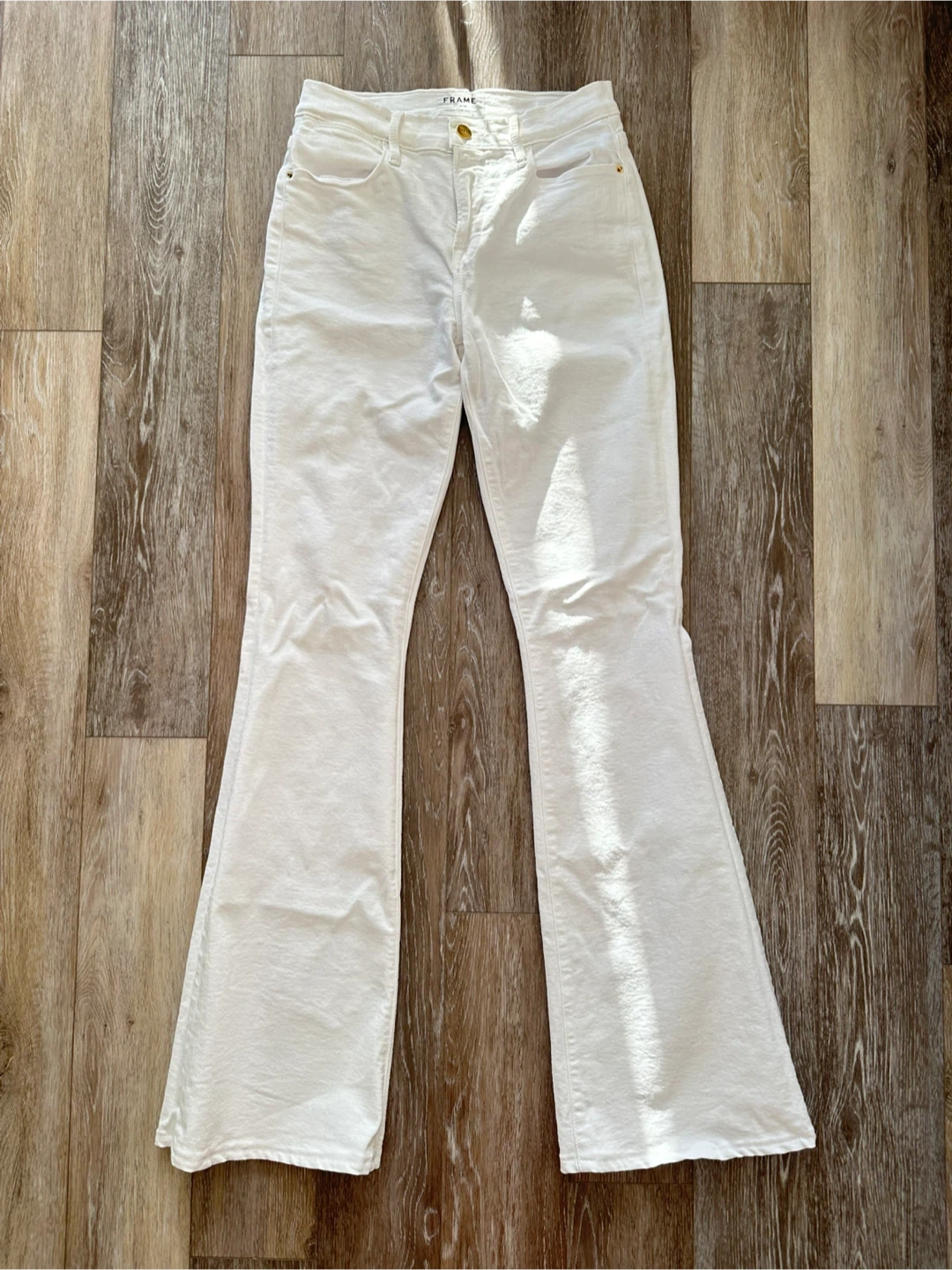 FRAME Le High Flare Jeans White Size 25