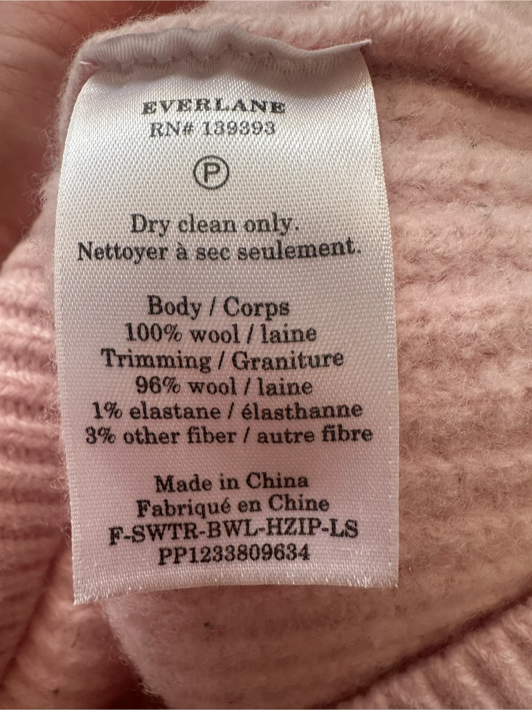 Everlane Half-Zip Wool Sweater - Pink - XL - photo 3