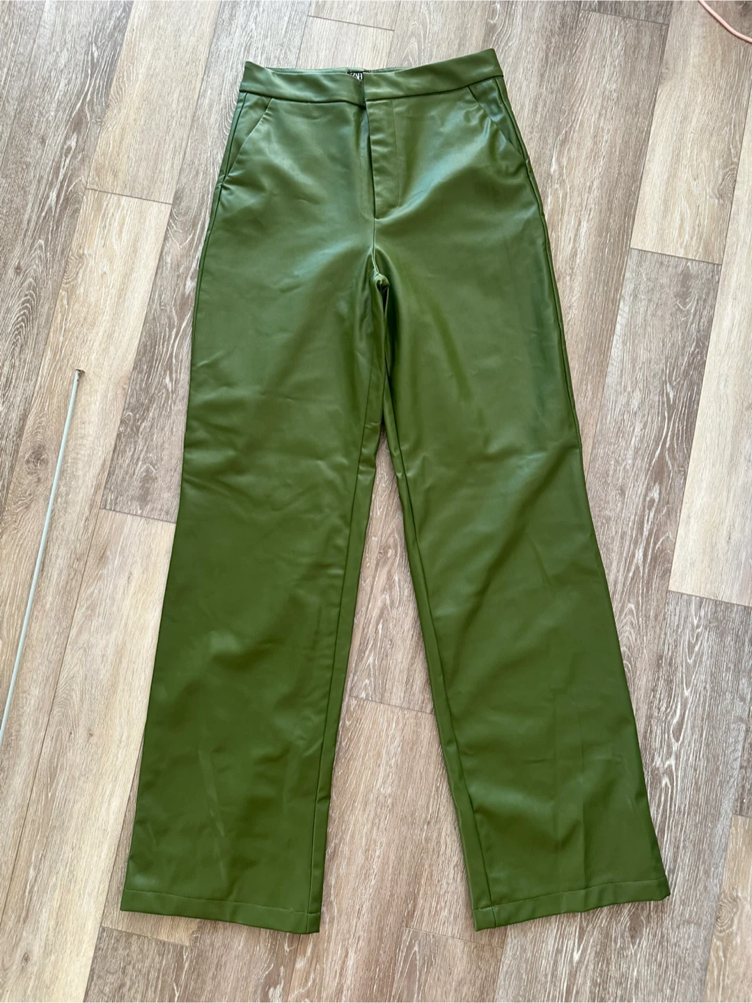 ZARA Green Faux Leather Pants Size S