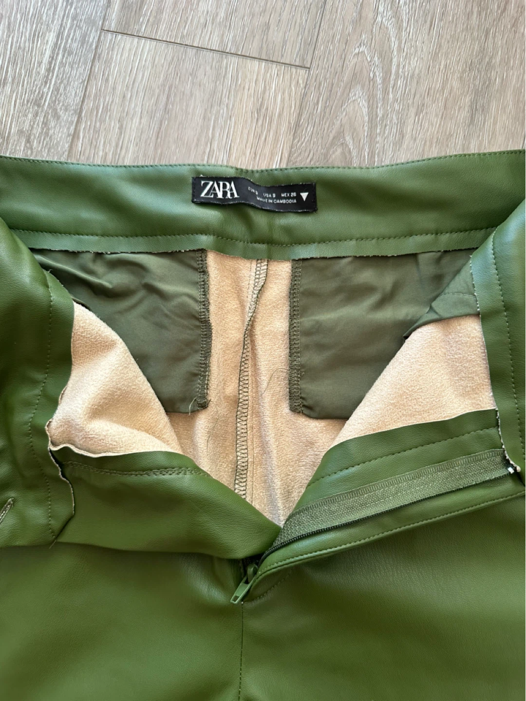 ZARA Green Faux Leather Pants Size S - photo 2