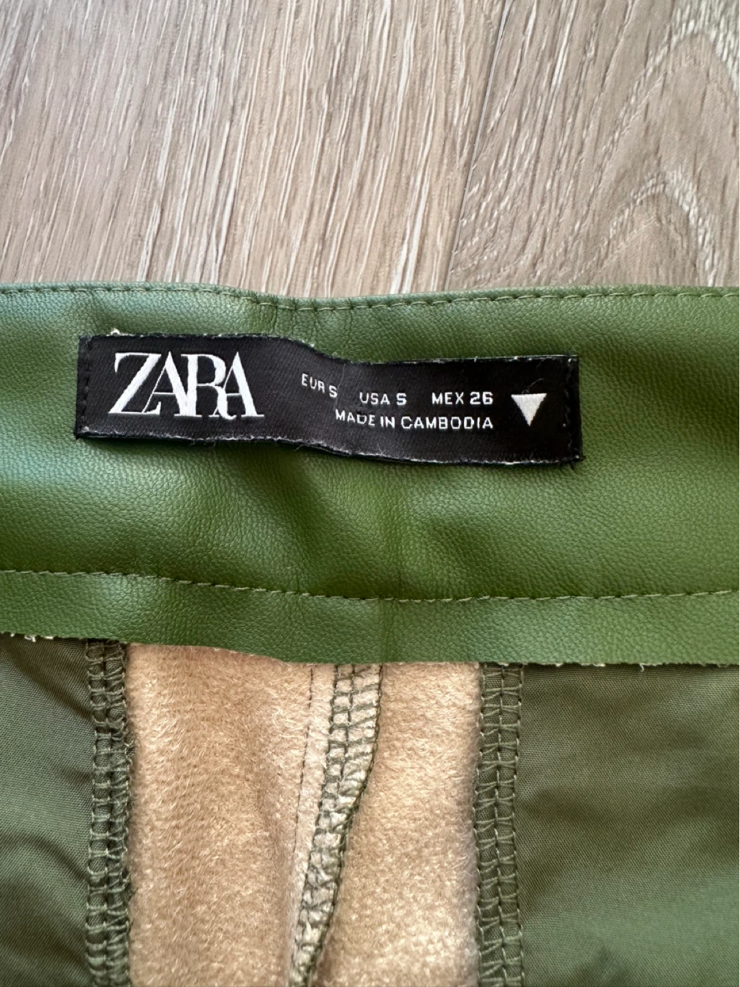 ZARA Green Faux Leather Pants Size S - photo 3