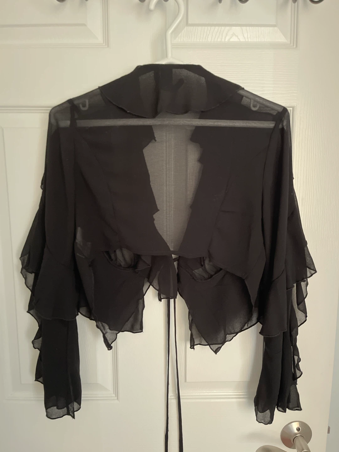 SHEIN black ruffled tie-front shrug - photo 2