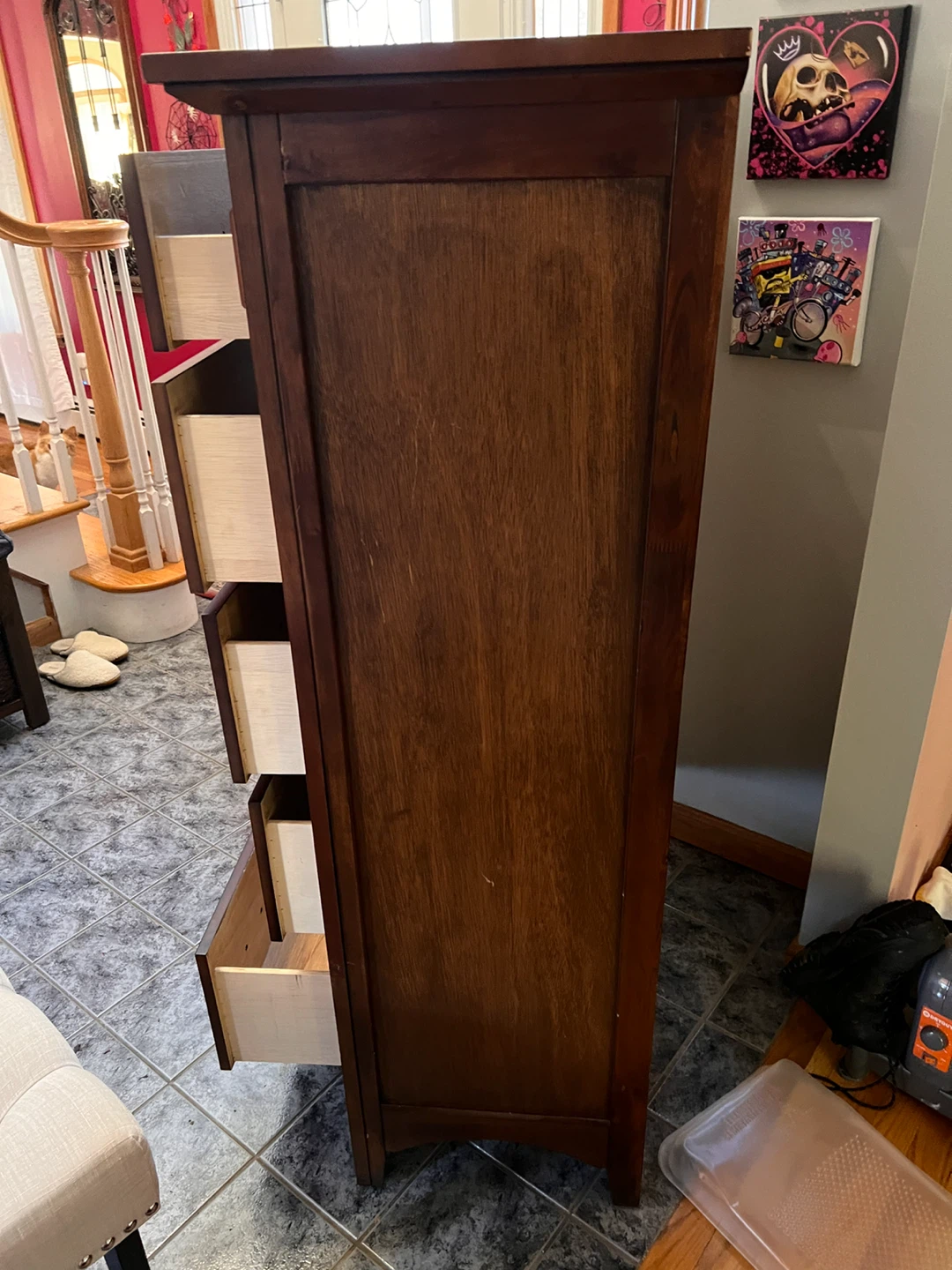 Tall Wooden Dresser with Mirror Compartment - photo 3