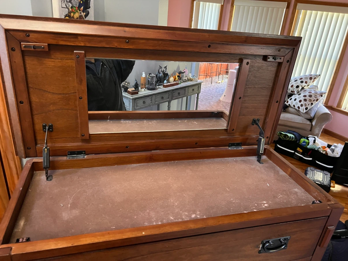 Tall Wooden Dresser with Mirror Compartment - photo 4