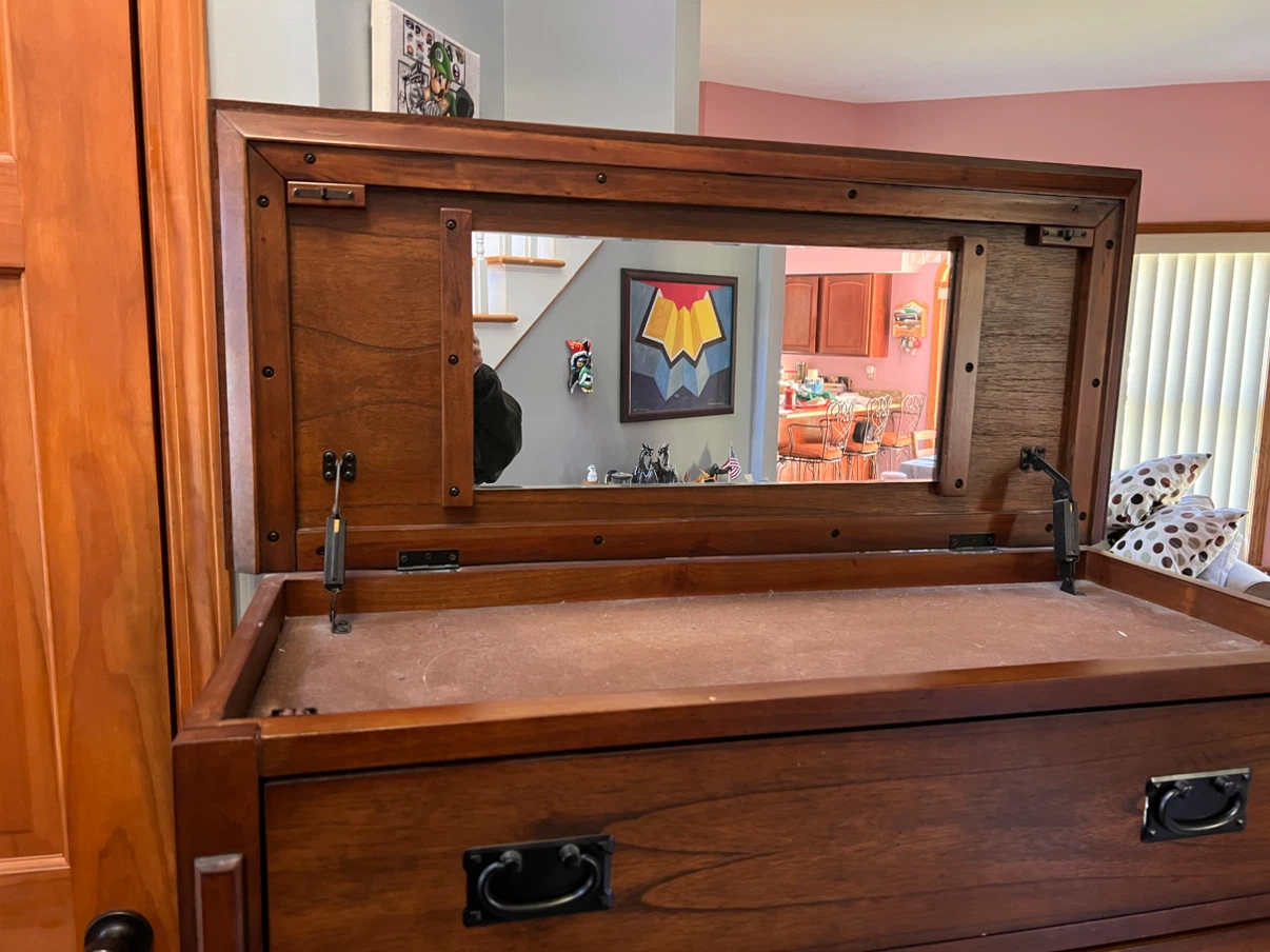 Tall Wooden Dresser with Mirror Compartment - photo 5