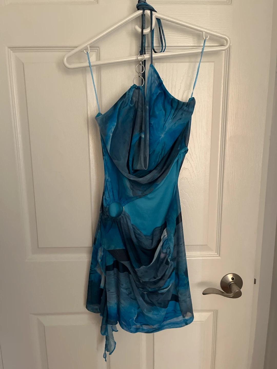 Blue Halter Mini Dress