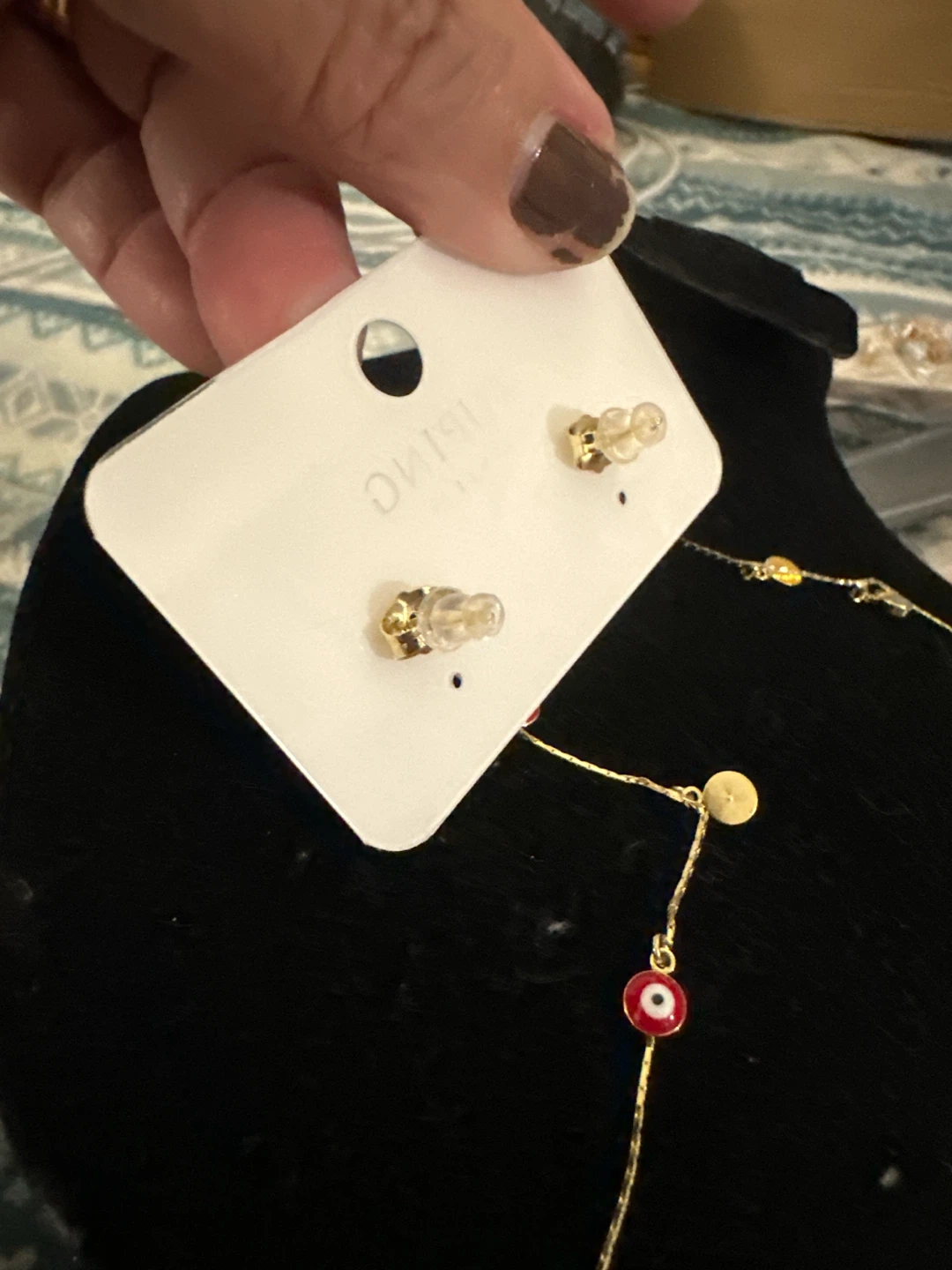 14k gold laminated Jewelry Evil Eye Dangle Earrings - photo 2
