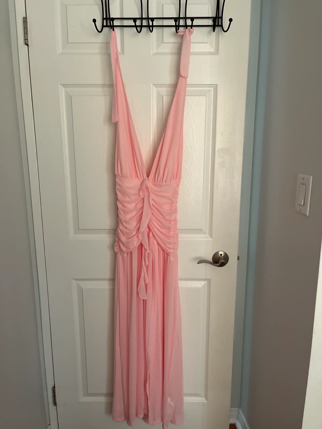 Pink Halter Neck Maxi Dress