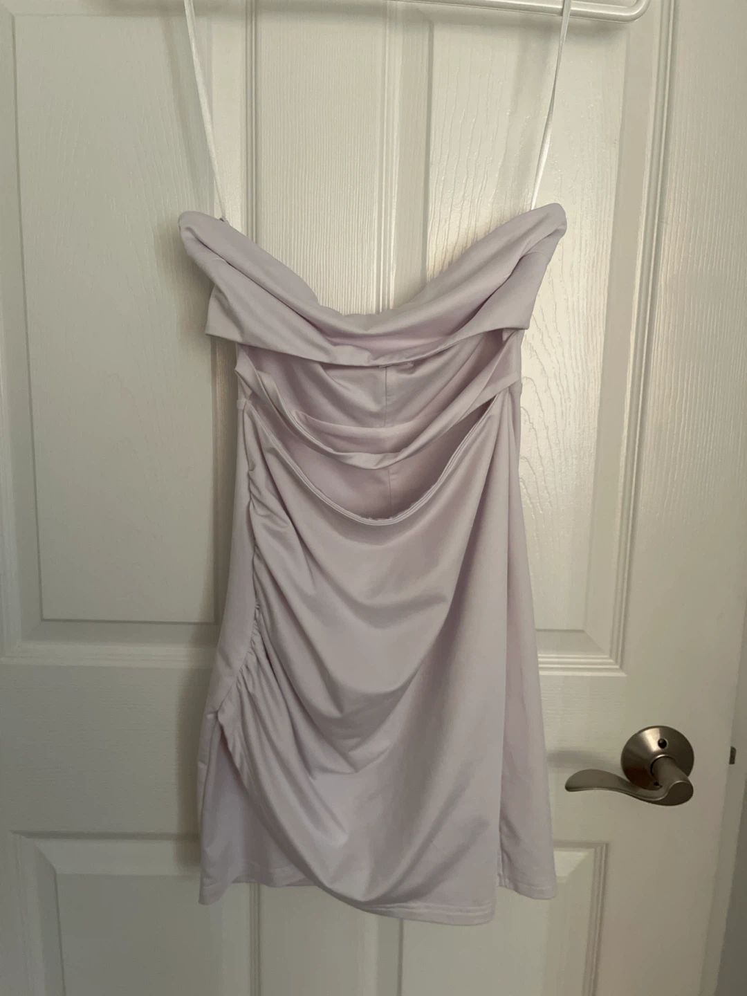 White Off-Shoulder Ruched Mini Dress