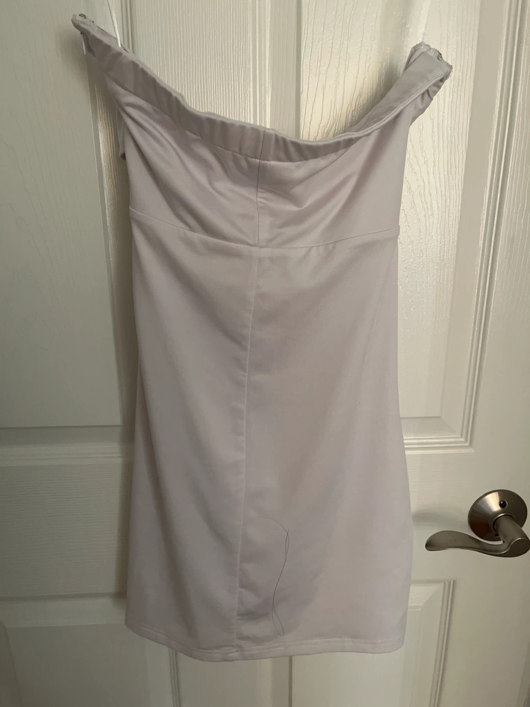 White Off-Shoulder Ruched Mini Dress - photo 2