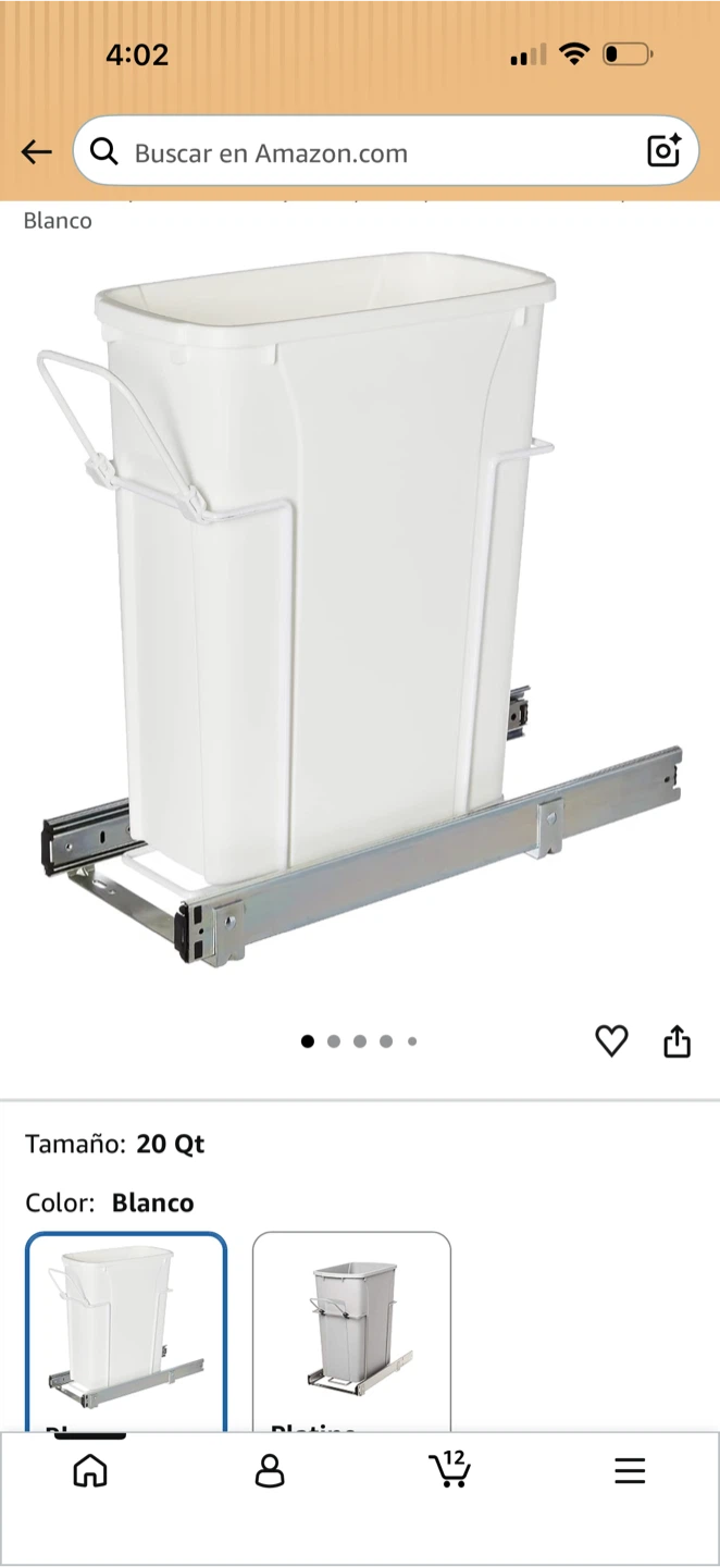 Pull-Out Trash Can 20 Qt White